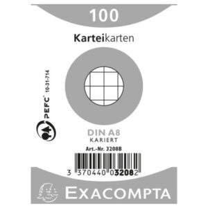 EXACOMPTA Karteikarten kariert 5mm    A8 3208B     weiss                100 Stück