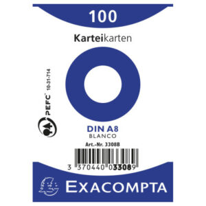 EXACOMPTA Karteikarten blanko         A8 3308B     weiss                100 Stück