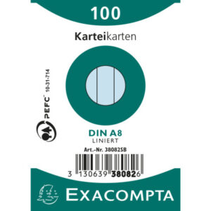 EXACOMPTA Karteikarten liniert        A8 38082SB   blau                 100 Stück