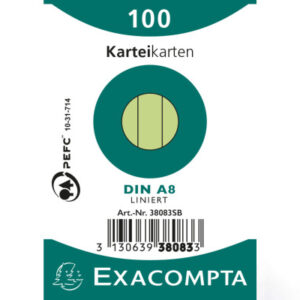 EXACOMPTA Karteikarten liniert        A8 38083SB   grün                 100 Stück