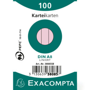 EXACOMPTA Karteikarten liniert        A8 38085SB   rosa                 100 Stück