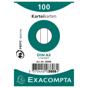 EXACOMPTA Karteikarten liniert        A8 3808B     weiss                100 Stück