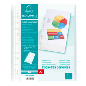 EXACOMPTA Zeigetaschen PP 50my        A4 5150E     transparent genarbt   50 Stück