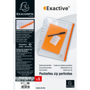 EXACPOMPT Dokumententasche mit Zip    A4 57334E    5 Stück, transparent