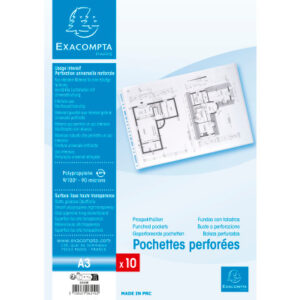 EXACOMPTA Zeigetaschen, genarbt       A3 6210E     PP, gelocht, 100my