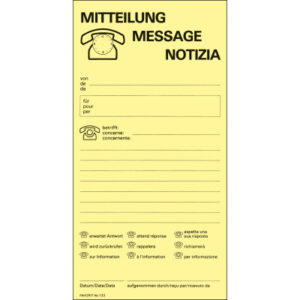 FAVORIT   Gesprächstnotiz D/F/I 133 GELB  gelb 10,5x20,2cm      60 Blatt