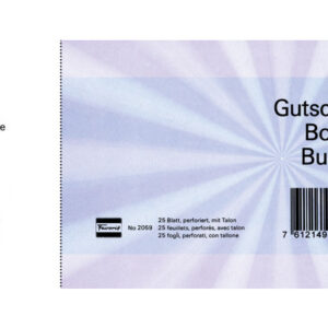 FAVORIT   Geschenk-Gutscheine D/F/I 2059blau  blau,20.5x10.5cm,Block à 25Bl.