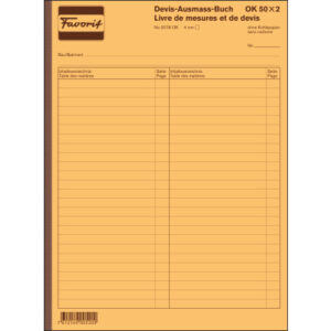 FAVORIT   Devis Ausmassbuch D/F       A4 2078 OK   weiss               50x2 Blatt