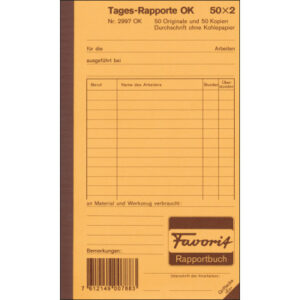FAVORIT   Tages-Rapport D      11,3x19cm 29970K    weiss/weiss         50x2 Blatt