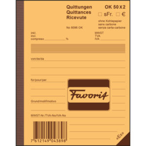 FAVORIT   Quittungen D/F/I            A6 8096OK    blau/weiss          50x2 Blatt