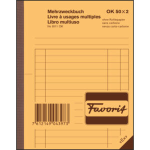 FAVORIT   Mehrzweckbuch D/F/I         A6 8111OK    blau/weiss          50x2 Blatt