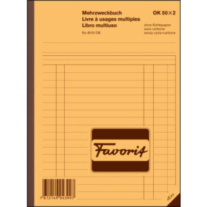 FAVORIT   Mehrzweckbuch D/F/I         A5 8113OK    blau/weiss          50x2 Blatt