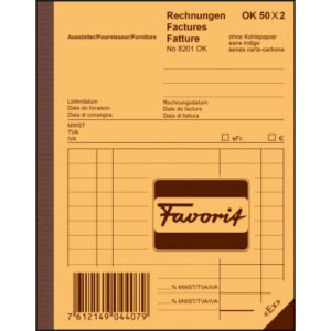 FAVORIT   Rechnungen D                A6 8201 OK   blau/weiss          50x2 Blatt