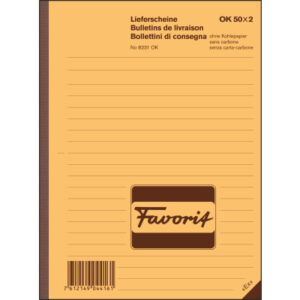 FAVORIT   Lieferscheine D/F/I         A5 8231OK    rot/weiss           50x2 Blatt