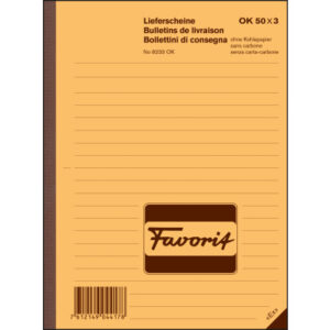 FAVORIT   Lieferscheine D/F/I         A5 8233OK    rot/gelb/weiss      50x3 Blatt
