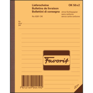 FAVORIT   Lieferscheine D/F/I         A6 8281OK    rot/weiss           50x2 Blatt