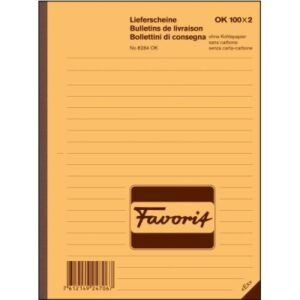 FAVORIT   Lieferscheine               A6 8284 OK   rot/weiss,D/F/I,durchschreib.