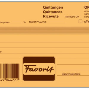 FAVORIT   Quittungen D/F/I           A20 8296OK    blau/weiss          50x2 Blatt