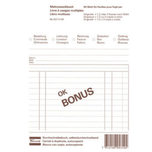 FAVORIT   Mehrzweckbuch OK BONUS      A5 8313 OK   Durchschreibepapier   84 Blatt