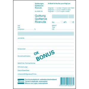 FAVORIT   Quittungen D/F/I            A5 8395OK    weiss                 84 Blatt