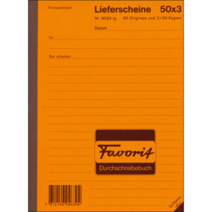 FAVORIT   Lieferscheine D             A5 9033 RG   rot/gelb/weiss      50x3 Blatt