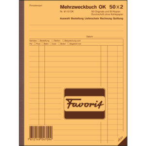 FAVORIT   Mehrzweckbuch Deutsch       A5 9113 OK   Durchschreibepapier 50x2 Blatt