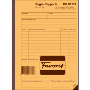 FAVORIT   Regie-Rapporte Deutsch      A5 9181 OK   Durchschreibepapier 50x2 Blatt
