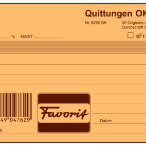 FAVORIT   Quittungen D                A6 9296 OK   blau/weiss          50x2 Blatt