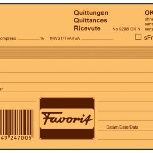 FAVORIT   Quittungen D/F/I            A6 9298 OK N blau/blau/weiss     50x3 Blatt