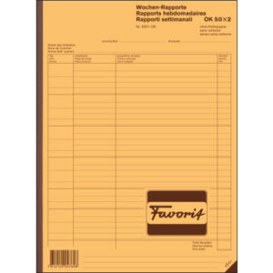 FAVORIT   Wochen-Rapporte D/F/I       A4 9301 OK   Durchschreibepapier 50x2 Blatt