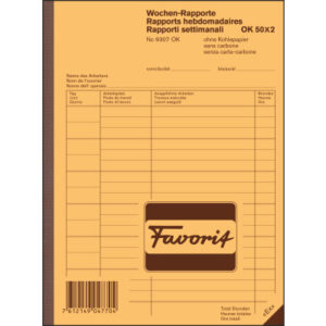 FAVORIT   Wochen-Rapporte D/F/I       A5 9307 OK   Durchschreibepapier 50x2 Blatt