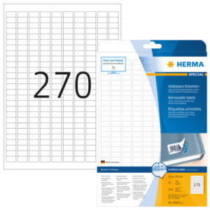 HERMA     Etikett. Movables    17,8x10mm 10000     weiss,non-perm. 6750 St./25Bl.