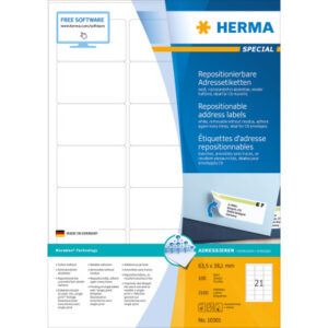 HERMA     Etiketten SPECIAL  63.5x38.1mm 10301     weiss,non-perm. 2100St./100Bl.
