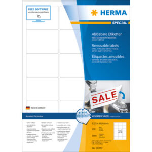 HERMA     Etiketten SPECIAL  63.5x46.6mm 10302     weiss,non-perm. 1800St./100Bl.