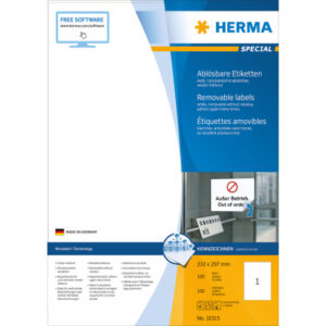 HERMA     Etiketten SPECIAL    210x297mm 10315     weiss,non-perm.  100St./100Bl.