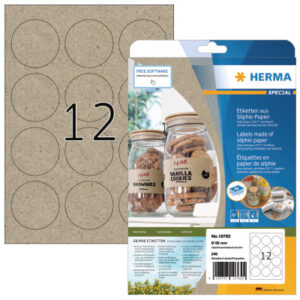 HERMA     Etiketten           rund 60 mm 10762     aus Silphie-Papier   240 Stück