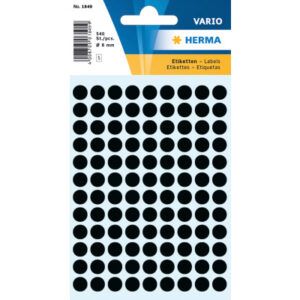 HERMA     Etiketten rund             8mm 1849      schwarz              540 Stück