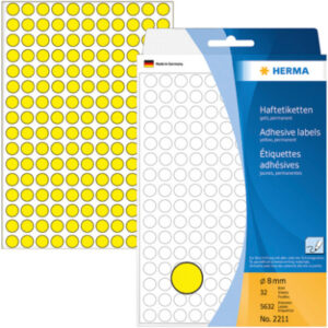 HERMA     Etiketten rund             8mm 2211      gelb                5632 Stück