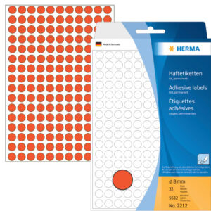 HERMA     Etiketten rund             8mm 2212      rot                 5632 Stück