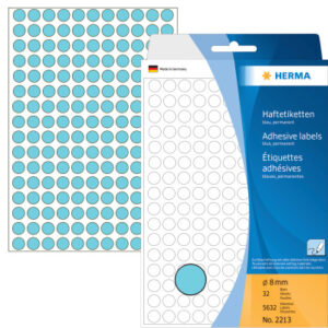HERMA     Etiketten rund             8mm 2213      blau                5632 Stück
