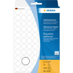HERMA     Etiketten rund            13mm 2230      weiss               2464 Stück