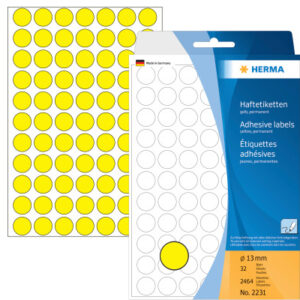 HERMA     Etiketten rund            13mm 2231      gelb                2464 Stück