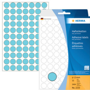 HERMA     Etiketten rund            13mm 2233      blau                2464 Stück