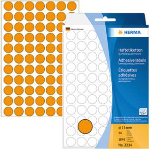 HERMA     Etiketten rund            13mm 2234      orange              1848 Stück