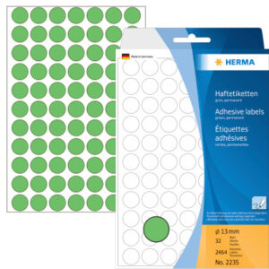 HERMA     Etiketten rund            13mm 2235      grün                2464 Stück