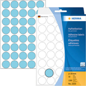 HERMA     Etiketten rund            19mm 2253      blau                1280 Stück
