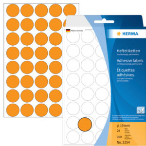 HERMA     Etiketten rund            19mm 2254      orange               960 Stück