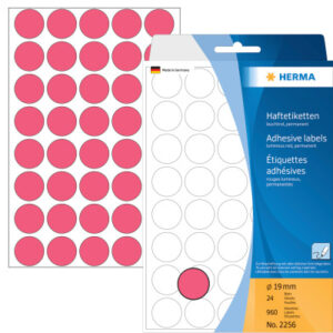 HERMA     Etiketten rund            19mm 2256      rot                  960 Stück