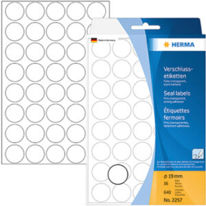 HERMA     Verschlussetiketten       19mm 2257      transparent          640 Stück