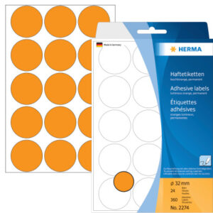 HERMA     Etiketten rund            32mm 2274      orange               360 Stück